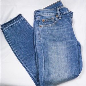Cropped Gap jeans.
